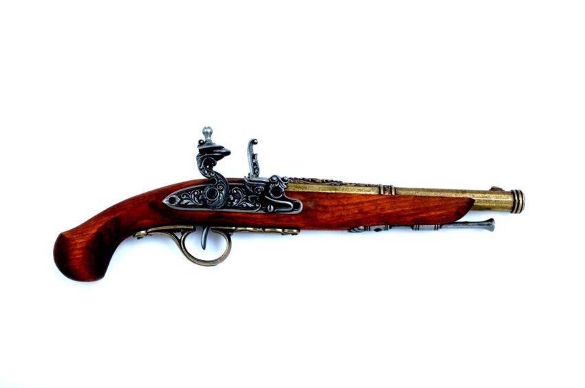 Złoty pistolet skałkowy XVIII wiek DENIX 1102L - replika
